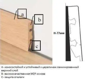 Ламинированный плинтус Balterio Deluxe Натуральный лакированный дуб (14х77х2400 мм)