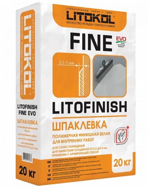 Шпаклевка полимерная Litokol LITOFINISH FINE EVO белая, 20 кг